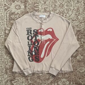 Daydreamer For Free People Rolling Stones Waffle Mauve Long Sleeve Shirt Size S